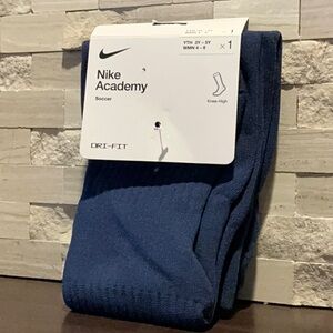 NWT Nike Academy Dri-FIT Soccer Knee High Socks YTH 3Y-5Y WMN 4-6 navy